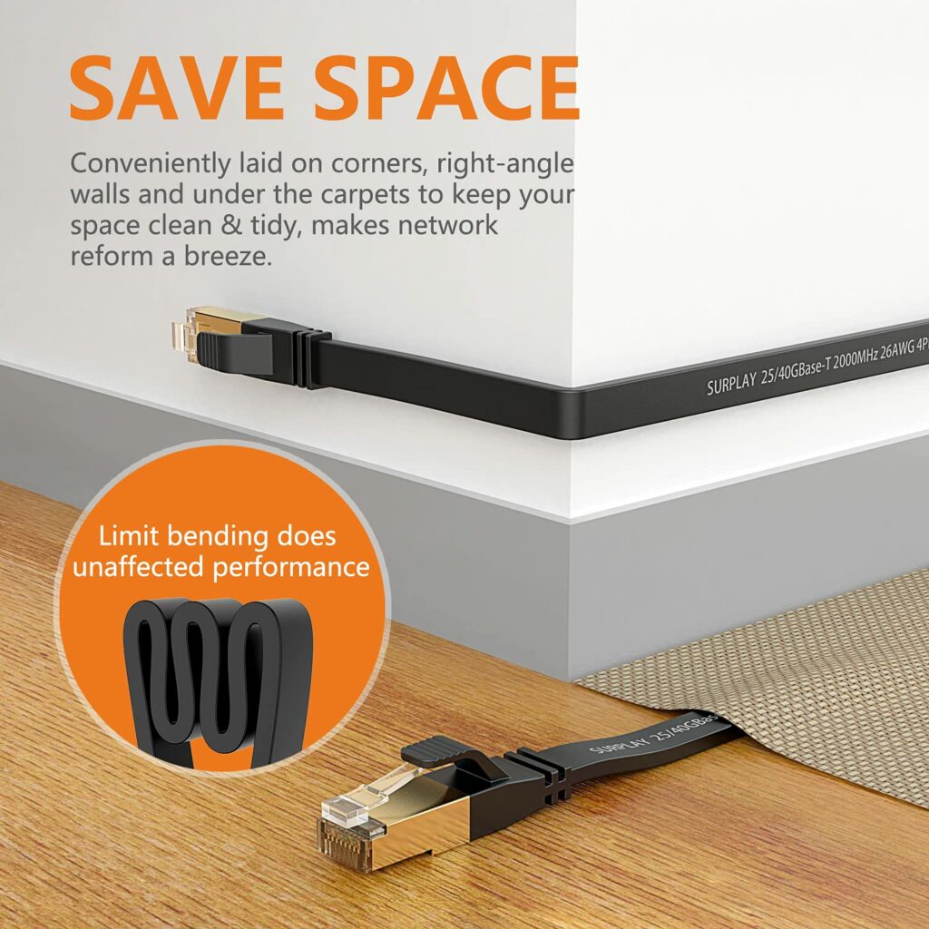 Save-space-Cat8-Best-Ethernet-Cable-High-Speed-Flat-Patch-Cord | Ciegate